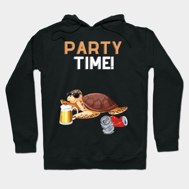 Party Time Turtle T Shirt Hoodie by Funky Turtle